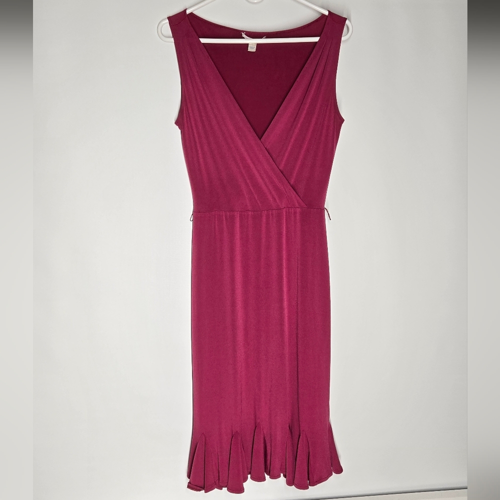 London Times Burgundy Midi Dress